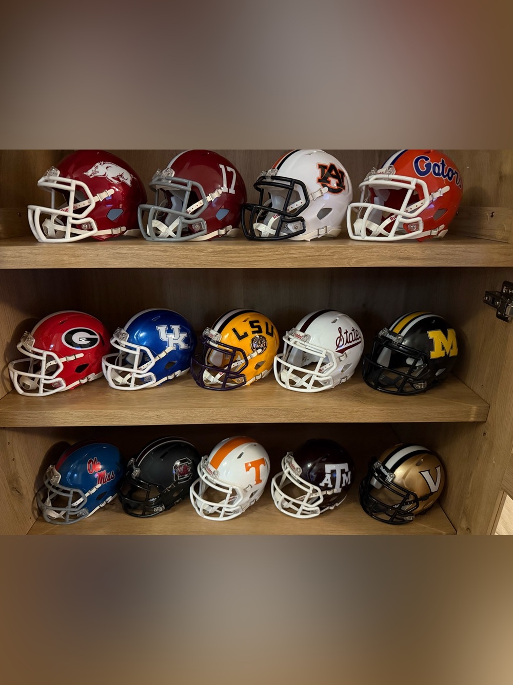 Extremely Rare 14 NCAA Southeastern SEC Conference Riddell SPEED Mini Helmets